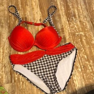 Red black and white bikini size large